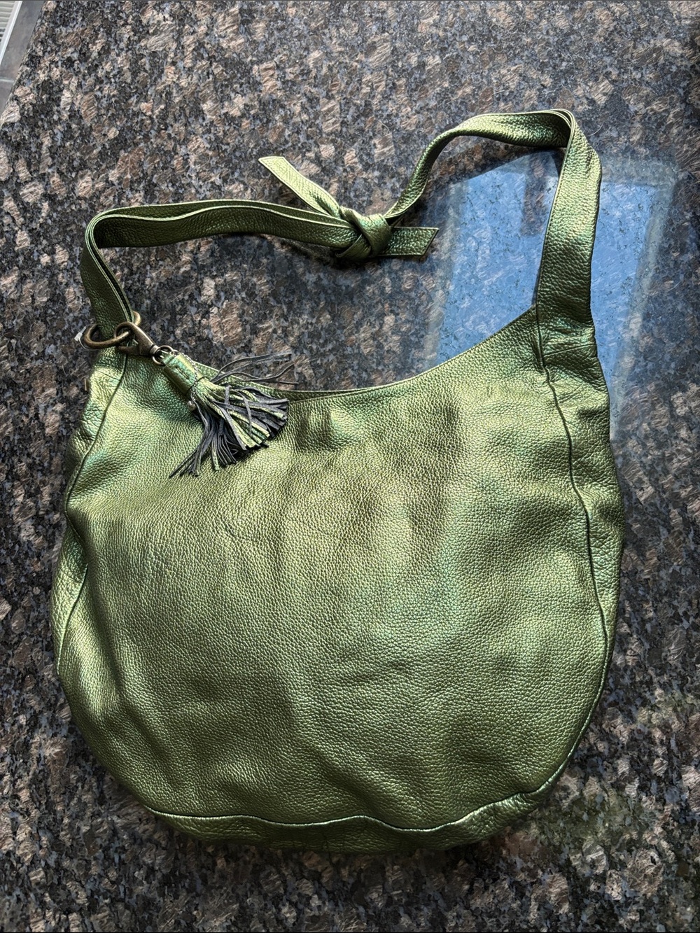 Escada/Laurel Green Leather Hobo Bag